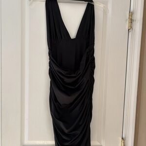 Princess Polly Black Asymmetrical Ruched Sheath Dress